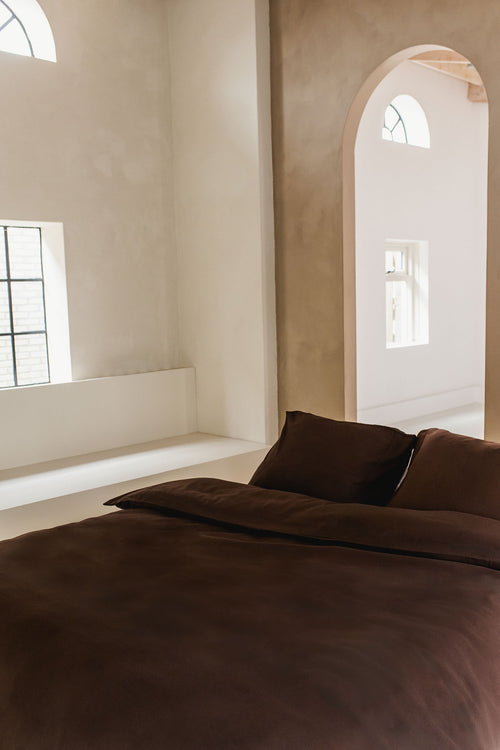 Egyptisch katoenen dekbedovertrek diep bruin 240 x 200/220