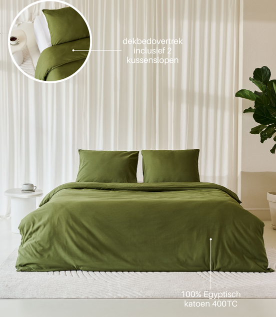 Néarr dekbedovertrek Olive green