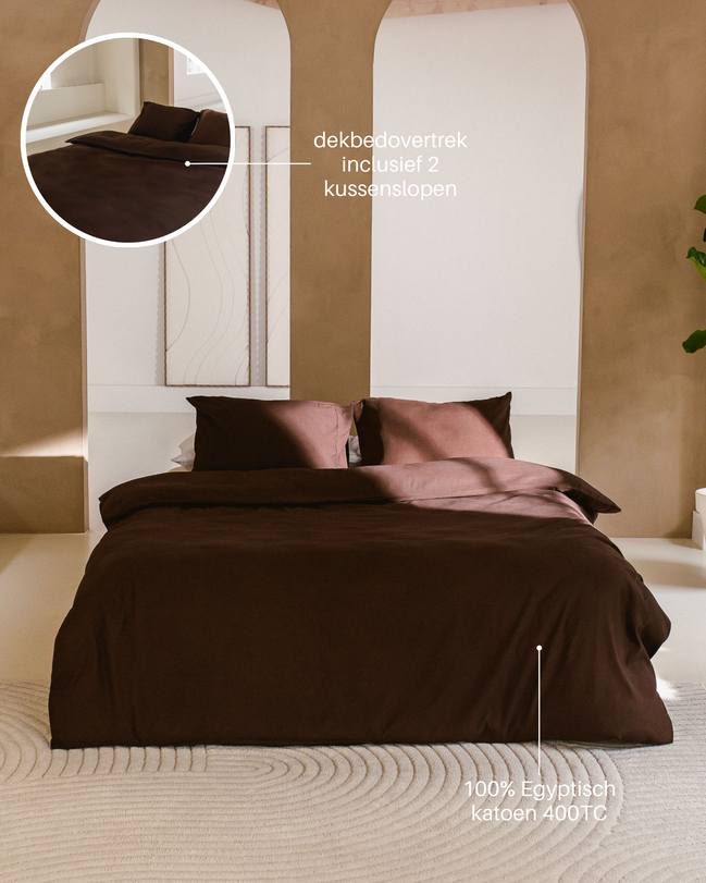 dekbedovertrek bruin, chocolate brown egyptisch katoen