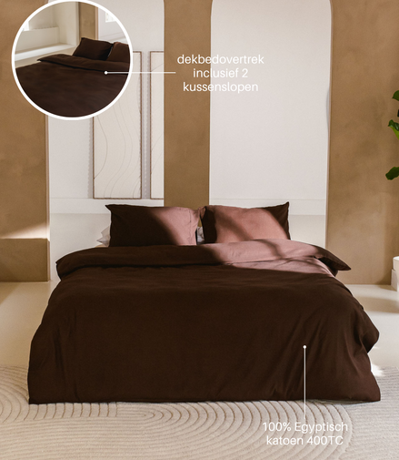 dekbedovertrek bruin, chocolate brown egyptisch katoen