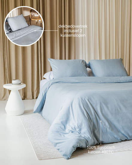 Egyptisch katoen beddengoed baby blauw / siwa blue